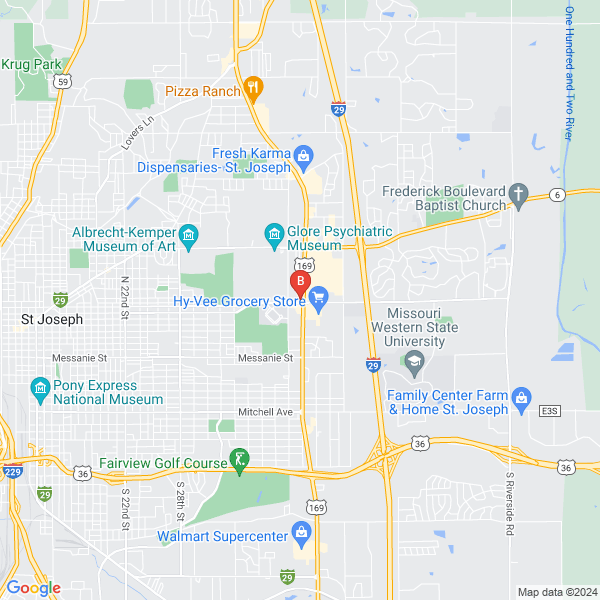 Nodaway Valley Bank location map: 402 N Belt Hwy, St Joseph, MO
